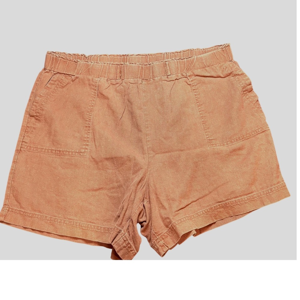 Jules & Leopold Casual Linen Blend Pull On Shorts Terracotta Rust Large CHU24434